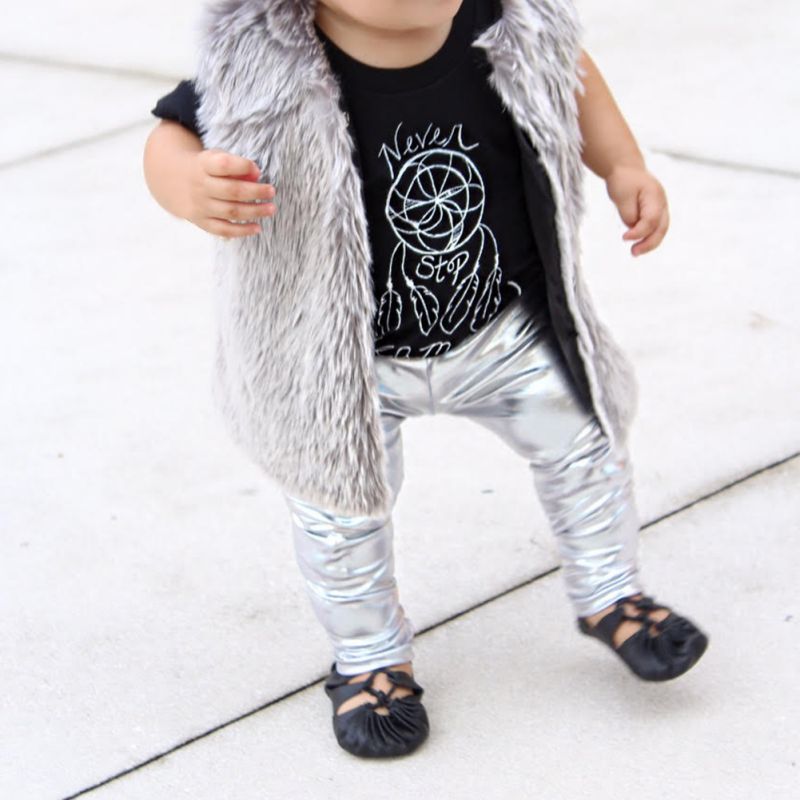 Toddler Infant Baby Kids Slim Leather Pants Girls Boys Leggings